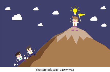winner. finish. win. flat design. track. Success. goal. Target. rocket. Bulb Ideas. Business and finance vision concept. Business Goals. dream. vector. infographics. lose. mountain.