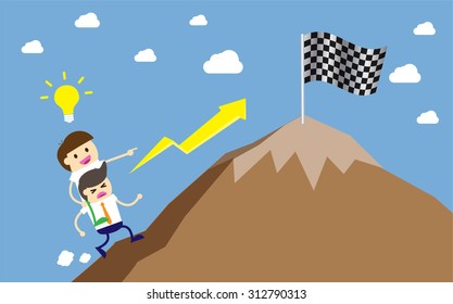 winner. finish. win. flat design. track. Success. goal. Target. Bulb Ideas. Business and finance vision concept. Business Goals. dream. vector. lose. mountain. illustration of a worker and exploiter.