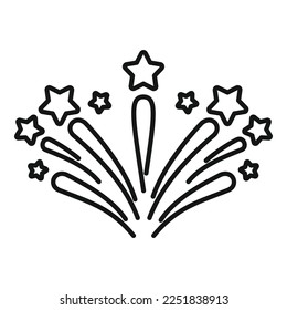 Vector de contorno del icono de fuegos artificiales del ganador. Fiesta de carnaval. Diversión ligera