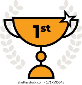 Winner First Place Trophy Cup Vector Icon Editable Stroke