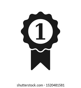 Winner or first position award badge icon design vector