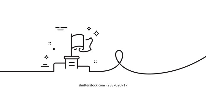 Winner flag line icon. Continuous one line with curl. Goal success sign. Leader symbol. Winner flag single outline ribbon. Loop curve pattern. Vector