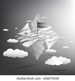 the winner with Flag on the mountain,vector illustration.