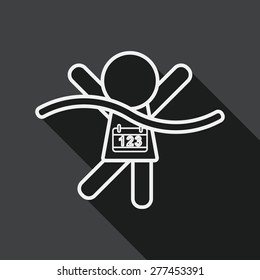 winner flat icon with long shadow, line icon