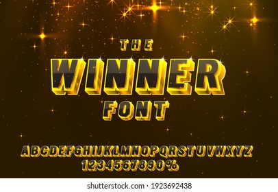 Winner font set collection, letters and numbers symbol. Vector illustration