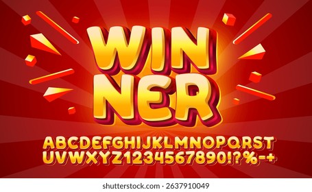 Winner font set collection, letters and numbers symbol. Vector illustration