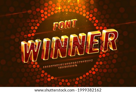 Winner font set collection, letters and numbers symbol. Vector illustration