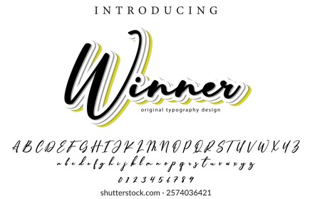 Winner Font Stylish brush painted an uppercase vector letters, alphabet, typeface
