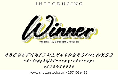 Winner Font Stylish brush painted an uppercase vector letters, alphabet, typeface