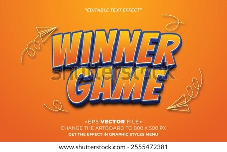 Winner Game 3d text effect editable effect
