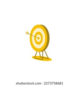 Winner in the game darts. First place. Main object. Comic bright color vector illustration. Collection of funny cute cartoon photos for kids, design drawing. Flag, cup.