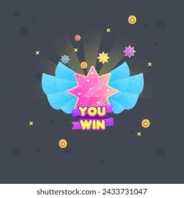 Winner GAME UI Badge Star Eight Pointed Cute Magic Glossy Icon Vector Isolated