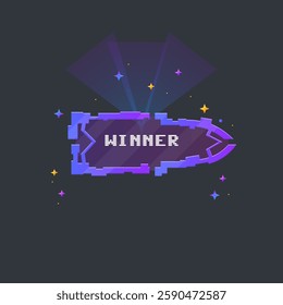 Winner Game UI Bullet Military Pop Up Window In Galaxy Sci Fi Futuristic Hud Style With Stars And Dots Isolated On Dark Blue Vector Design