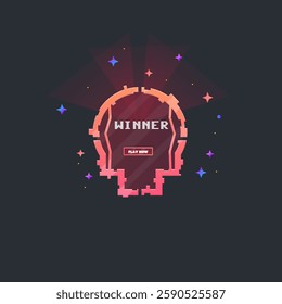 Winner Game UI Skull Military Pop Up Window In Galaxy Sci Fi Futuristic Hud Style With Stars And Dots Isolated On Dark Blue Vector Design