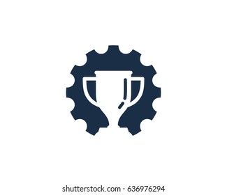 Winner Gear Trophy Icon Logo Design Element