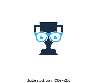 Winner Geek Trophy Icon Logo Design Element