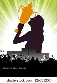 Winner girl on grunge background