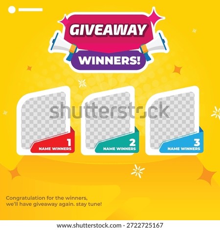 winner  giveaway design, giveaway winner announcement post template,  announcement design   