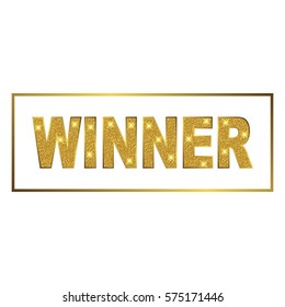 Winner. glitter text with golden frame for flyer, poster, shopping. Vector illustration