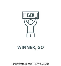 Winner, go vector line icon, linear concept, outline sign, symbol