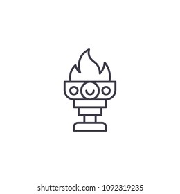 Winner goblet of fire linear icon concept. Winner goblet of fire line vector sign, symbol, illustration.