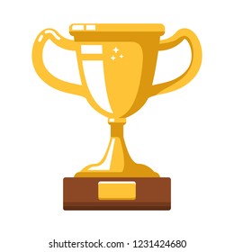 Winner gold cup icon in flat style. Design element for poster, card, banner, site, flyer. Vector illustration