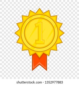 Winner gold rosette icon in cartoon style isolated on background for any web design 
