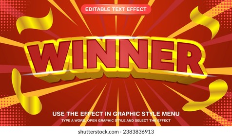 The winner gold shiny 3d editable text effect template