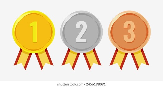 Winner Gold, Silver, Bronze. 1st 2nd 3rd medal first place second third Placement Achievement award winner badge guarantee winning prize ribbon symbol sign icon logo template 