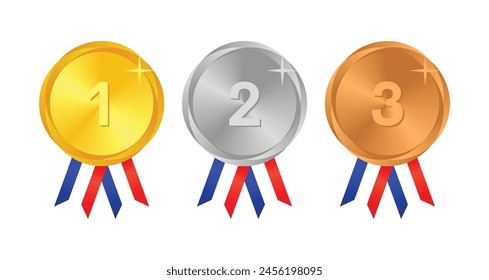 Winner Gold, Silver, Bronze. 1st 2nd 3rd medal first place second third Placement Achievement award winner badge guarantee winning prize ribbon symbol sign icon logo template 