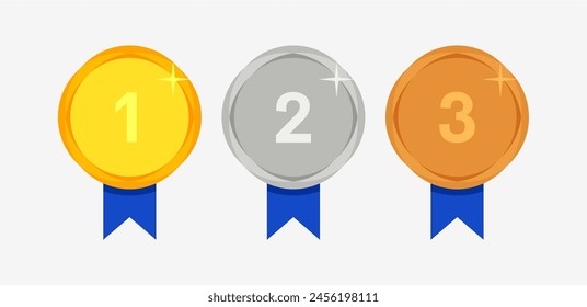 Winner Gold, Silver, Bronze. 1st 2nd 3rd medal first place second third Placement Achievement award winner badge guarantee winning prize ribbon symbol sign icon logo template 