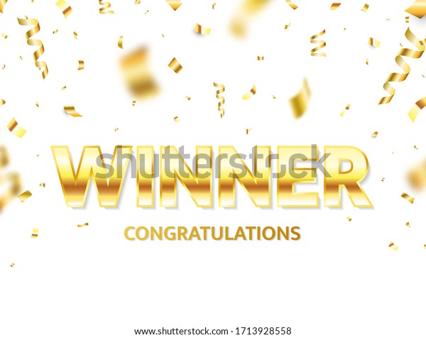 Winner Gold Text Flying Confetti Luxury Stock Vector (Royalty Free ...