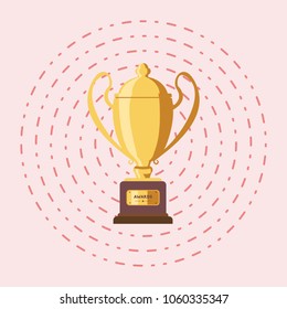 Winner gold trophy award in flat design vector