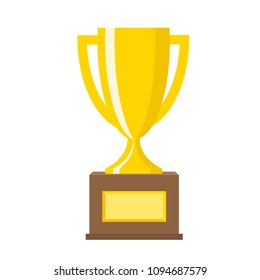 Winner gold trophy gold cups flat vector icons for sports victory concept. Sport award and prize, trophy cup illustration