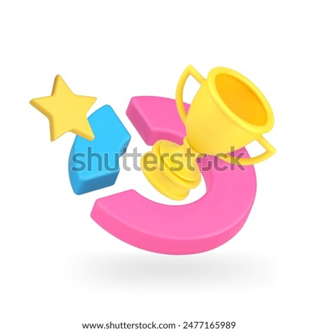 Winner golden cup with chart contest best choice victory analyzing diagram 3d icon realistic vector illustration. Award achievement win rating evaluation analytic chart first place ranking trophy