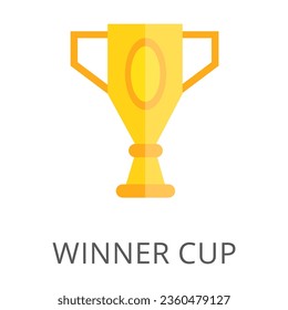 Winner golden cup isolated on white. Colored flat vector icon of competitor prize. Success and victory concept