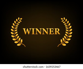 Winner golden laurel wreath on black background. Vector illustration
