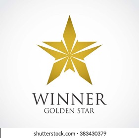 Winner golden of light star abstract vector and logo design or template award achievement business icon of company identity symbol concept