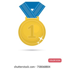 Winner golden medal color flat icon