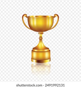 Winner golden trophy on transparent background. Vector illustration