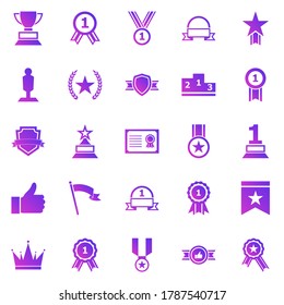 Winner gradient icons on white background, stock vector