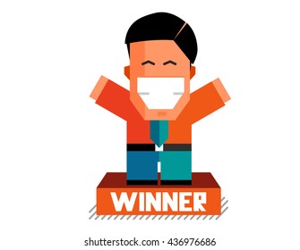 Winner graphic. Flat vector illustration.