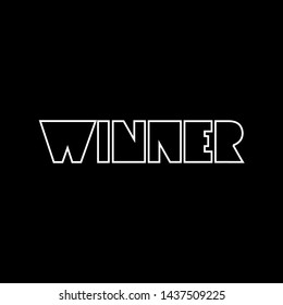 Winner hand lettering inscription. Black letters with white shadow on black background. Congratulation text. Greetings for logotype, badge, icon, card, postcard, logo, banner, tag.Vector EPS10