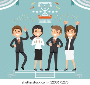 Winner hard work. Easy victory life idea concept. The success of one team organization together. Good friendship in the workplace.