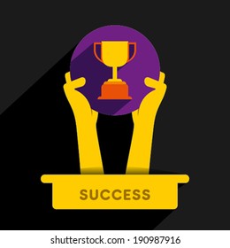 winner hold the trophy or trophy icon concept vector