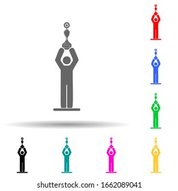 the winner holds the cup over his head multi color style icon. Simple glyph, flat vector of sucsess and awards icons for ui and ux, website or mobile application