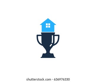 Winner House Trophy Icon Logo Design Element