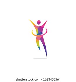 Winner human or Happy Human vector logo design.