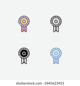 Winner icon in 4 different style vector stock illustration.