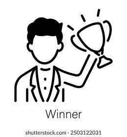 A winner icon designed in outline style 